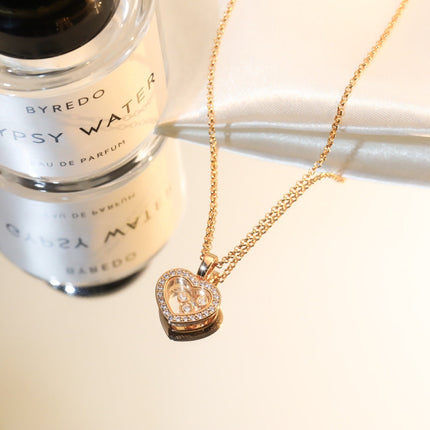 HEART PEDANT DIAMOND PINK GOLD NECKLACE