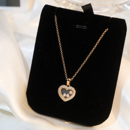 HEART PEDANT DIAMOND PINK GOLD NECKLACE