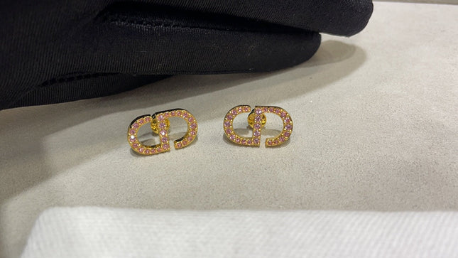 PETIT CD DIAMOND GOLD STUD EARRINGS