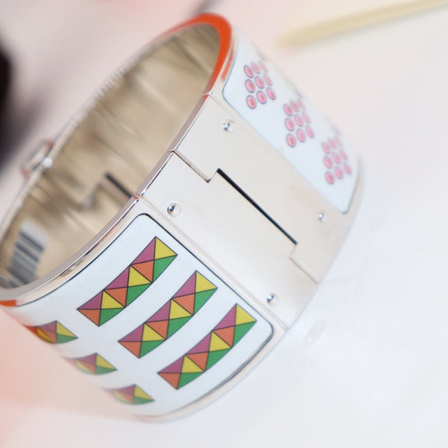 MULTICOLOR SILVER HINGED BRACELET 36MM