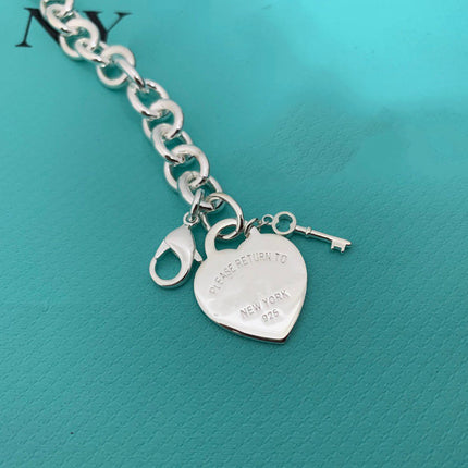 KEY HEART CARD CHUNKY INTERLOCKING BRACELET LENGTH