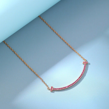 BIG SMILE PEDANT PINK DIAMOND NECKLACE