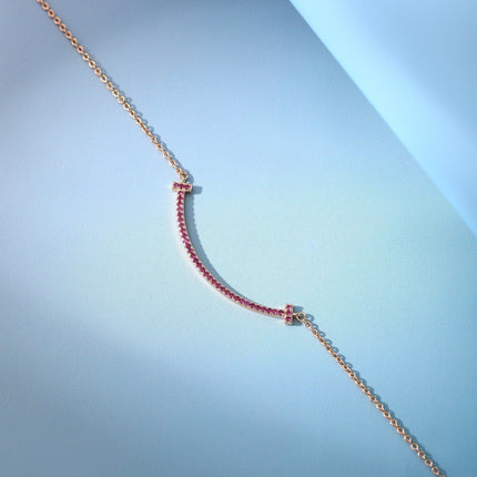 BIG SMILE PEDANT PINK DIAMOND NECKLACE