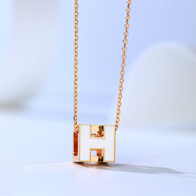 H CAGE PINK GOLD NECKLACE