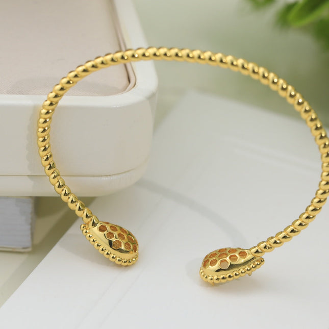 SERPENT BOHEME MOP DIAMOND GOLD OPEN BRACELET