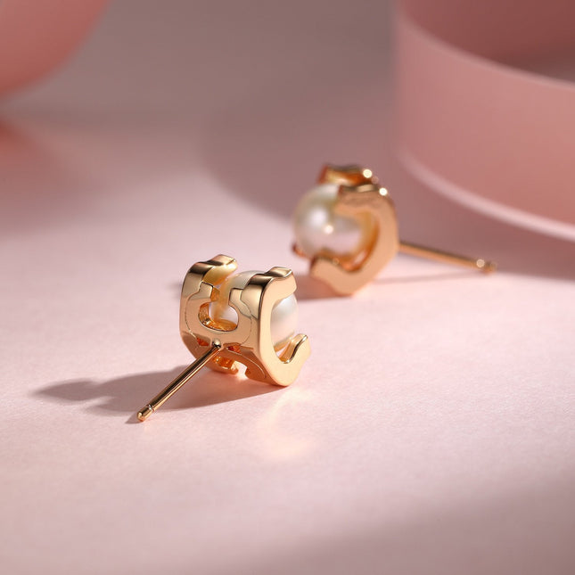 AKOYA PEARLS 6MM PINK GOLD STUD EARRINGS