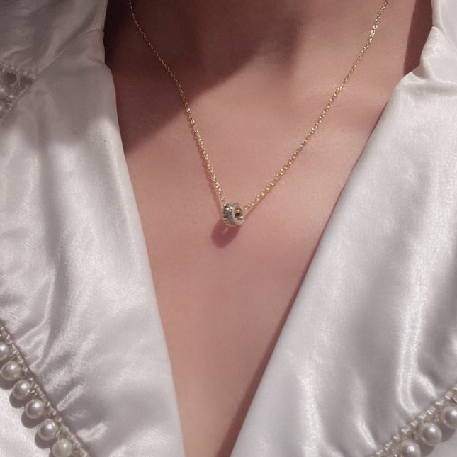 QUATRE 2 ROW PEDANT GOLD DIAMOND NECKLACE