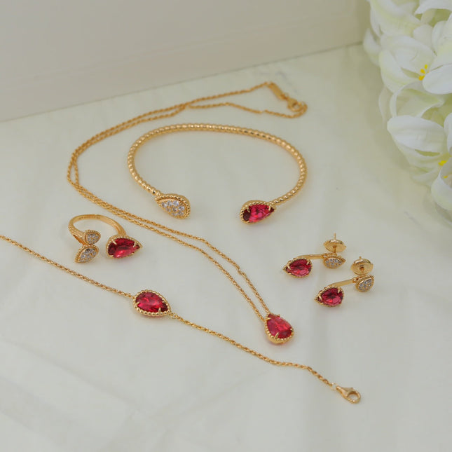 BOHEME CARNELIAN PINK GOLD NECKLACE