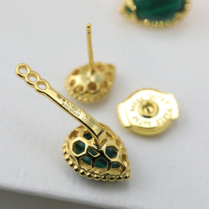 BOHEME MALACHITE C SHAPE GOLD EARRINGS