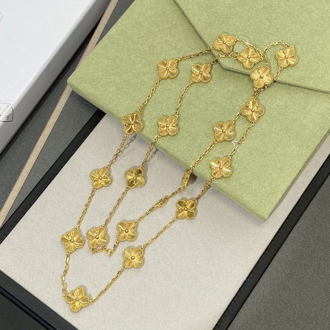 CLOVER 20 MOTIF GOLD 86CM NECKLACE