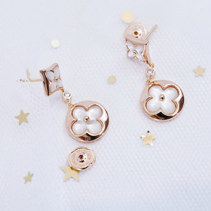 STAR AND SUN PINK GOLD MOP DROP EARRINGS