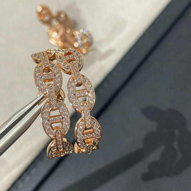 CHAINE ANCRE DIAMOND PINK GOLD EARRINGS