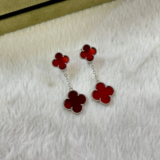 CLOVER 2 MOTIF CARNELIAN EARRINGS