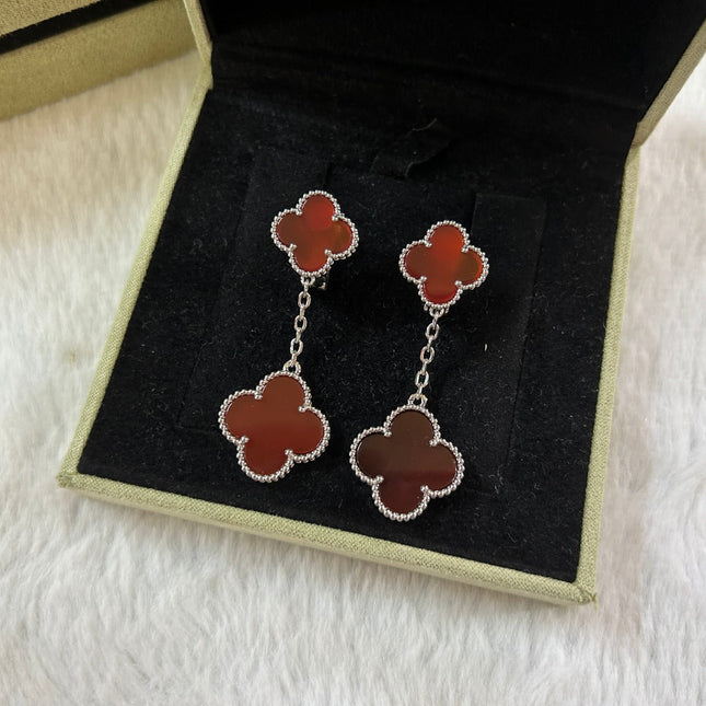 CLOVER 2 MOTIF CARNELIAN EARRINGS