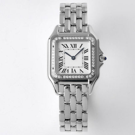 PANTHERE 27MM SILVER CASE DIAMOND BEZEL WHITE DIAL