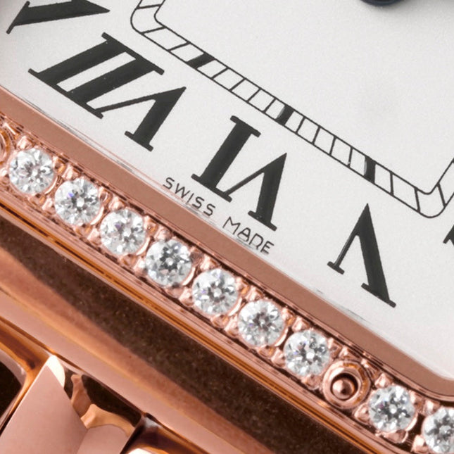 PANTHERE 27MM PINK GOLD CASE DIAMOND BEZEL WHITE DIAL