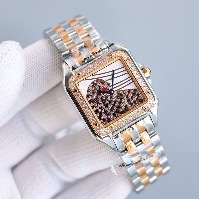 PANTHERE 27MM PINK GOLD CASE DIAMOND BEZEL DIAMOND DIAL