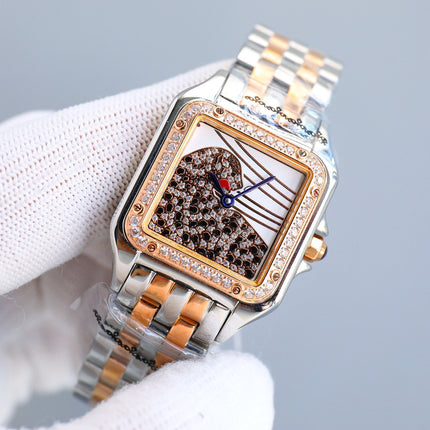 PANTHERE 27MM PINK GOLD CASE DIAMOND BEZEL DIAMOND DIAL