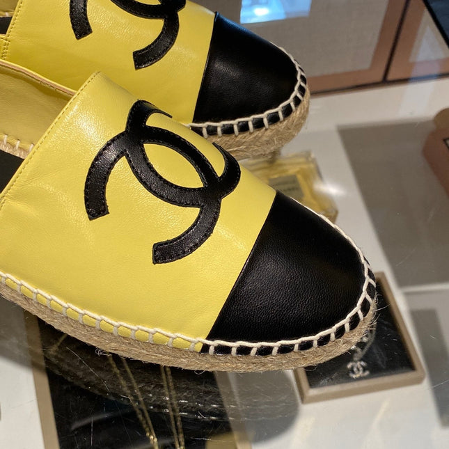 ESPADRILLES YELLOW BLACK LAMBSKIN