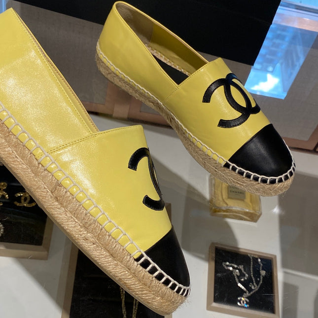 ESPADRILLES YELLOW BLACK LAMBSKIN