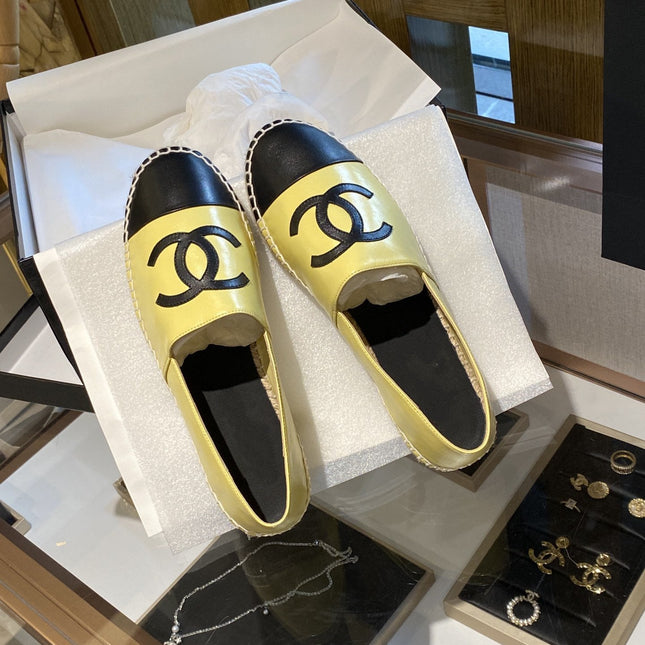 ESPADRILLES YELLOW BLACK LAMBSKIN