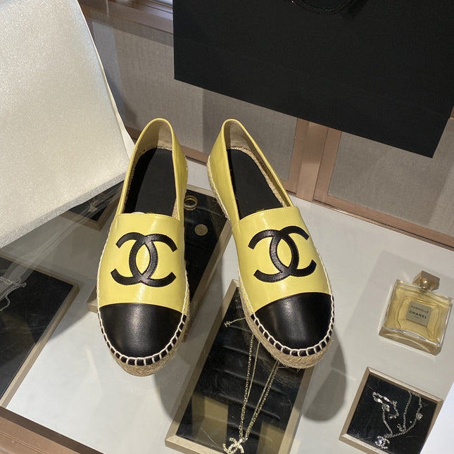 ESPADRILLES YELLOW BLACK LAMBSKIN