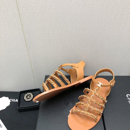 SANDALS BROWN LAMBSKIN