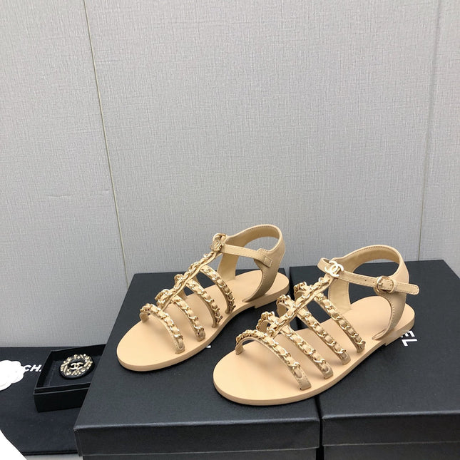 SANDALS BEIGE LAMBSKIN