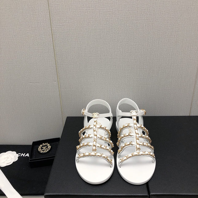 SANDALS WHITE LAMBSKIN