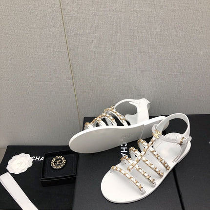 SANDALS WHITE LAMBSKIN