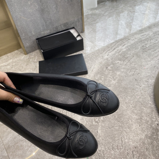 BALLET FLATS BLACK GRAINED CALFSKIN