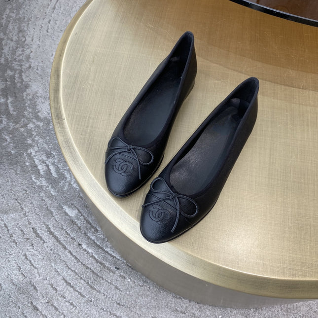 BALLET FLATS BLACK GRAINED CALFSKIN