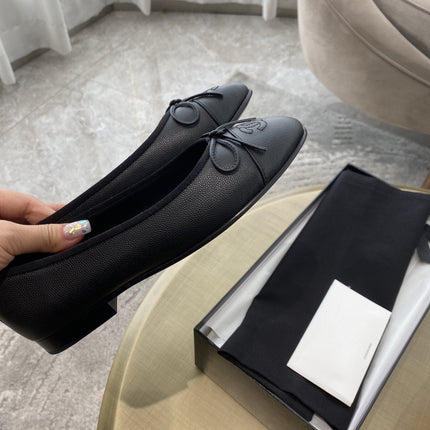 BALLET FLATS BLACK GRAINED CALFSKIN