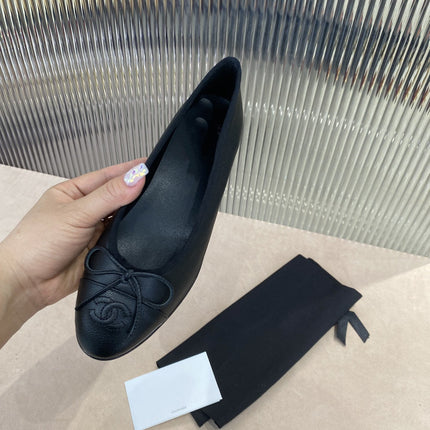 BALLET FLATS BLACK GRAINED CALFSKIN