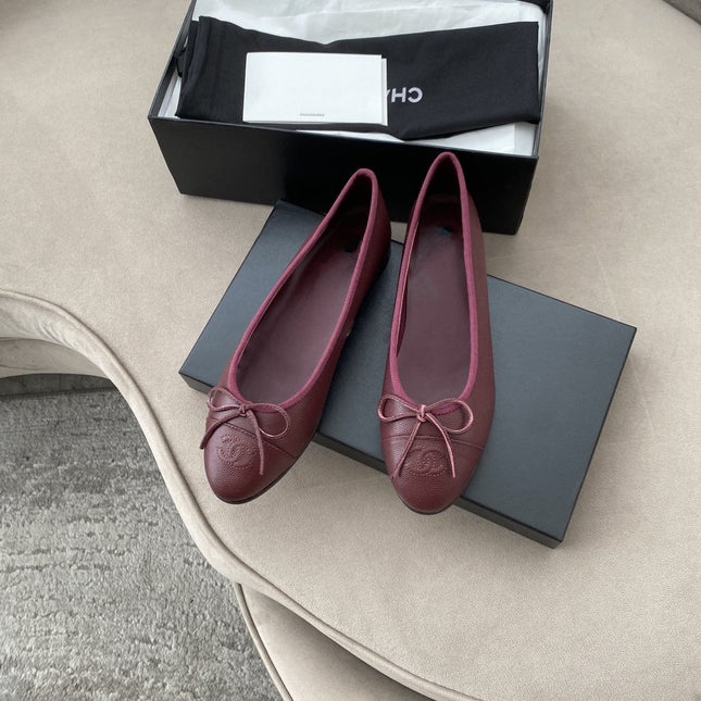 BALLET FLATS BURGUNDY GRAINED CALFSKIN