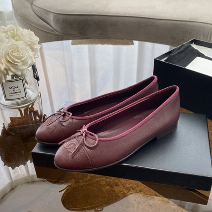 BALLET FLATS BURGUNDY GRAINED CALFSKIN