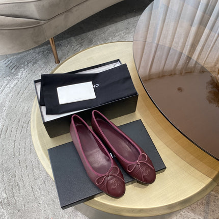 BALLET FLATS BURGUNDY GRAINED CALFSKIN