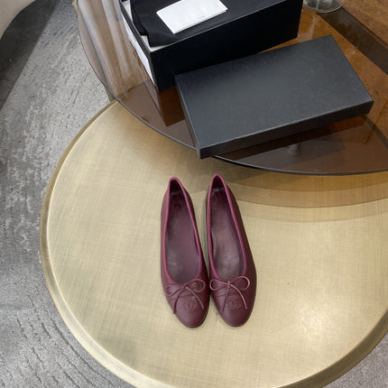 BALLET FLATS BURGUNDY GRAINED CALFSKIN