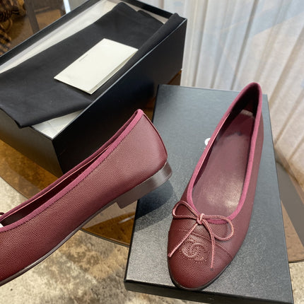 BALLET FLATS BURGUNDY GRAINED CALFSKIN