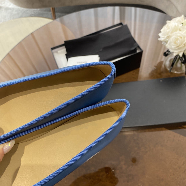 BALLET FLATS BLUE BLACK LAMBSKIN