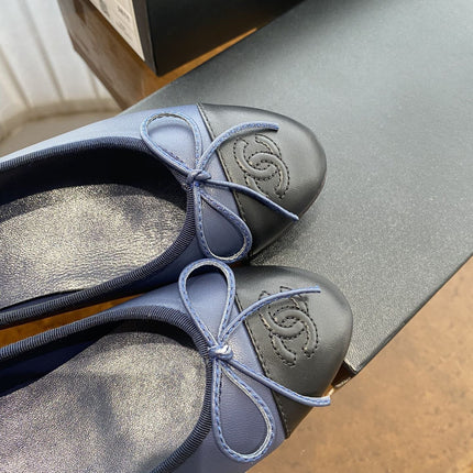 BALLET FLATS DARK BLUE BLACK LAMBSKIN