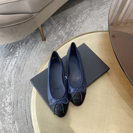 BALLET FLATS DARK BLUE BLACK LAMBSKIN