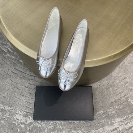 BALLET FLATS SILVER LAMBSKIN