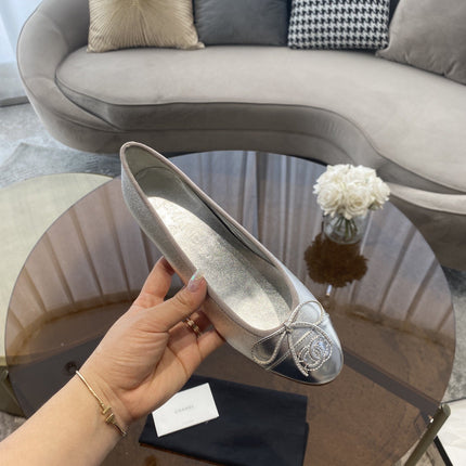 BALLET FLATS SILVER LAMBSKIN