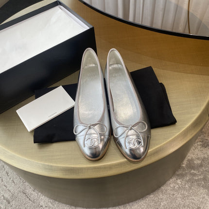 BALLET FLATS SILVER LAMBSKIN