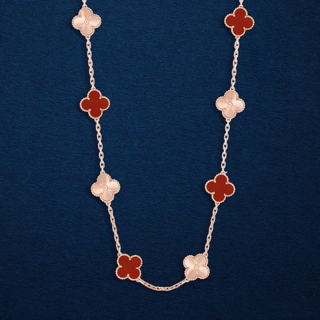 CLOVER 20 MOTIF CARNELIAN 86CM NECKLACE