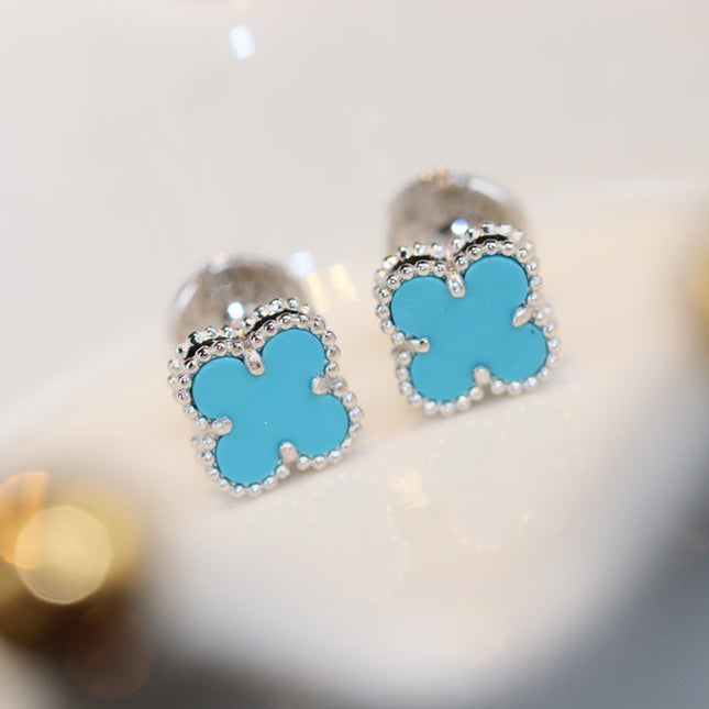 CLOVER MINI TURQUOISE SILVER STUD EARRINGS