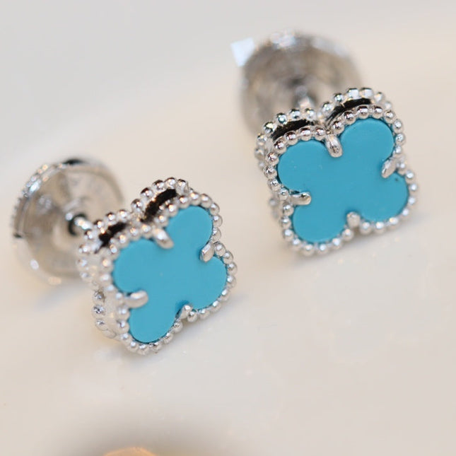 CLOVER MINI TURQUOISE SILVER STUD EARRINGS