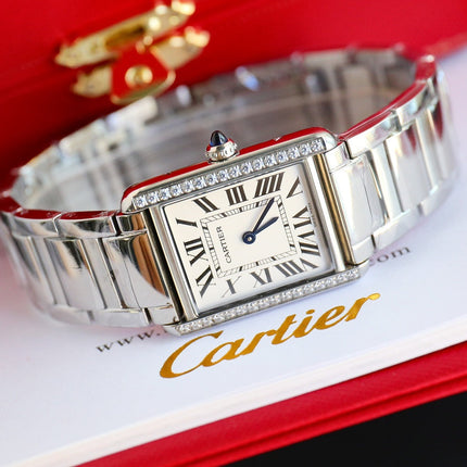 TANK MUST SMALL STEEL DIAMOND BEZEL WHITE DIAL