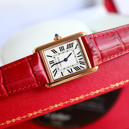 TANK MUST SMALL PINK GOLD LEATHER STRAP WHITE DIAL